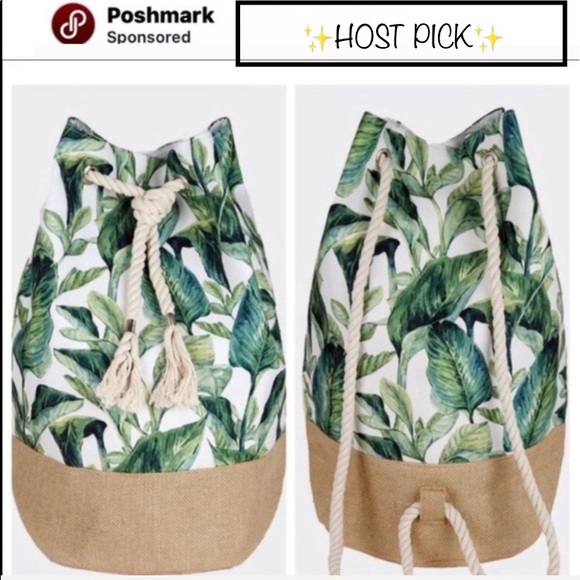 Handbags - HP✨Tropical Palm Leaf Bucket Bag Backpack Tote NWT